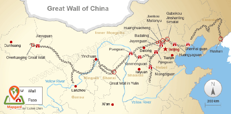10 نقطه برتر دیوار بزرگ چین برای بازدید گردشگران