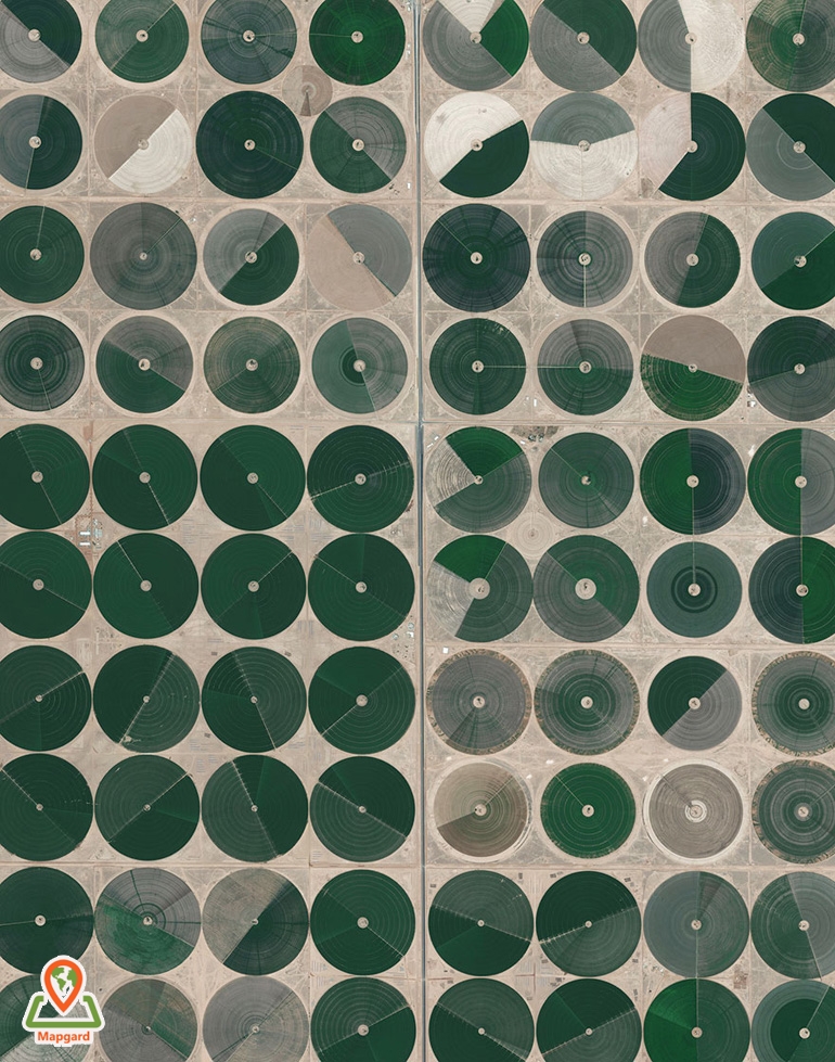 زمین های آبیاری پیوت (Pivot Irrigation Fields)